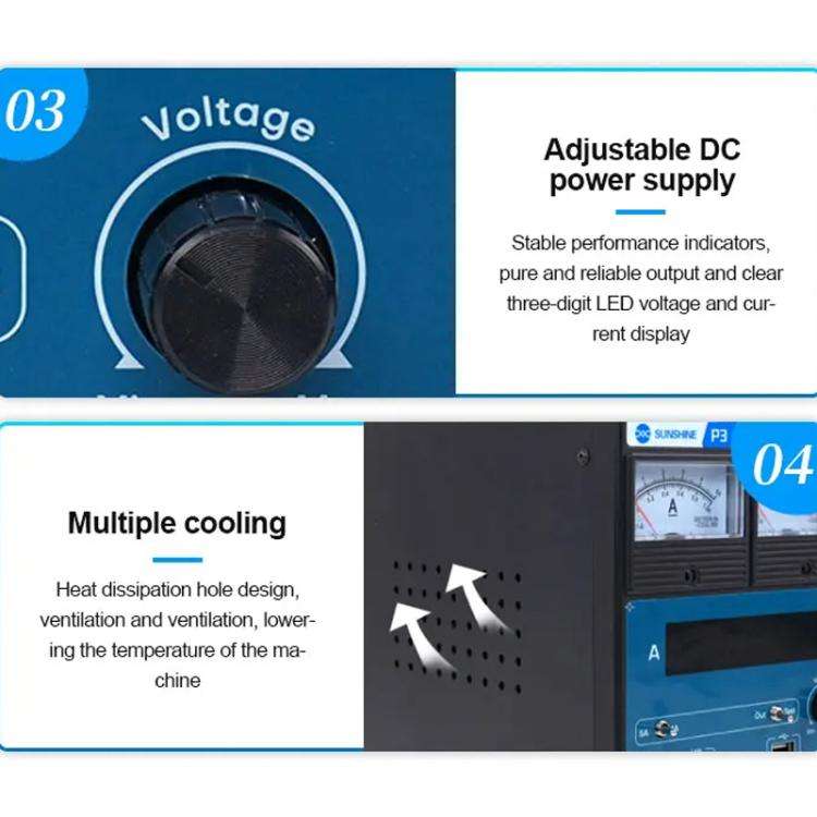 SUNSHINE P3 DC Regulated Power Supply 5V/8.4V/15V Switching Mobile Phone Repair Regulated Power S...