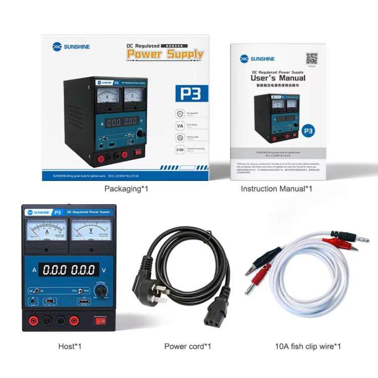 SUNSHINE P3 DC Regulated Power Supply 5V/8.4V/15V Switching Mobile Phone Repair Regulated Power S...