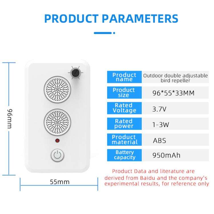 USB Rechargeable Doors Windows Ultrasonic Animal Bird Repeller(White)