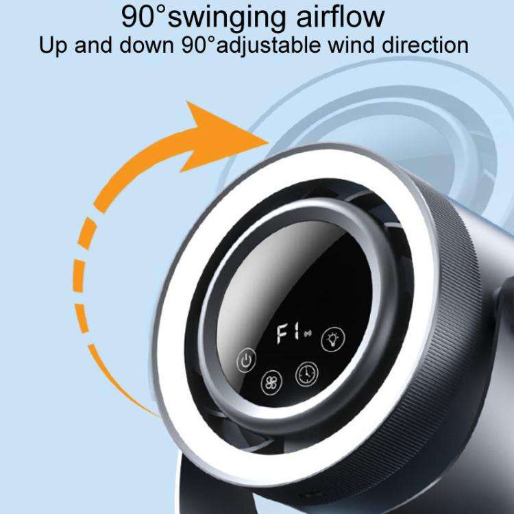 F158 Desktop Mini Multi-Speed Circulating Fan Timed Remote Control Lighted Fan, Style: Gray Recha...