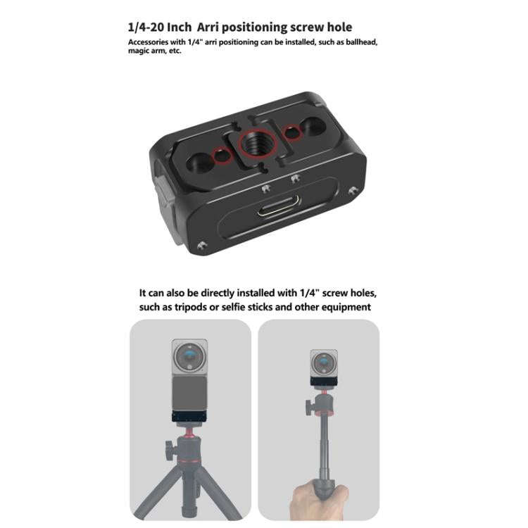 For DJI Osmo Action 2 Camera Magnetic Charging Base with 1/4 Inch & Arri Hole, Spec: Set B
