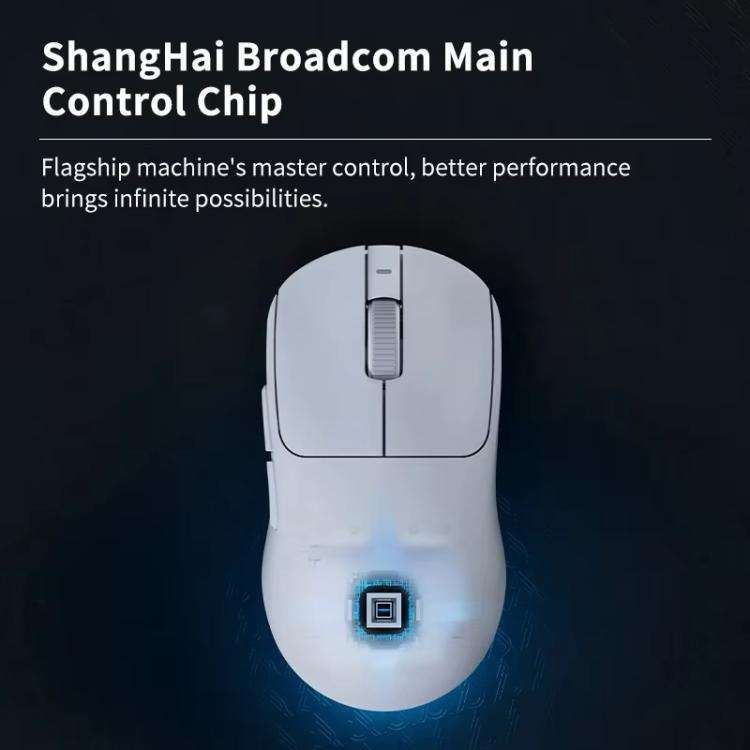 Ajazz AJ199 MAX Wireless 2.4GHz Wired BT Tri-Mode Mouse PAW3395 Lightweight Gaming Mouse(White)
