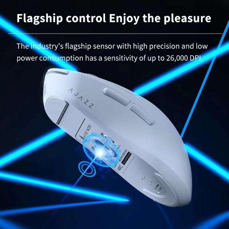 Ajazz AJ199 MAX Wireless 2.4GHz Wired BT Tri-Mode Mouse PAW3395 Lightweight Gaming Mouse(White)