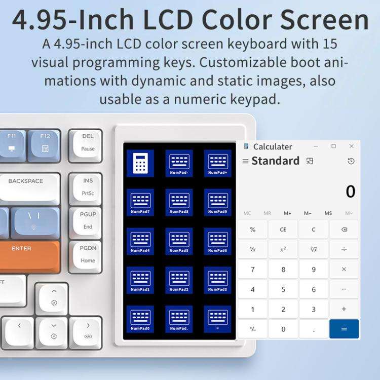 Ajazz AKP815 81 Keys Wired Mechanical Keyboard RGB Backlit LCD Screen Visual Programming Custom D...
