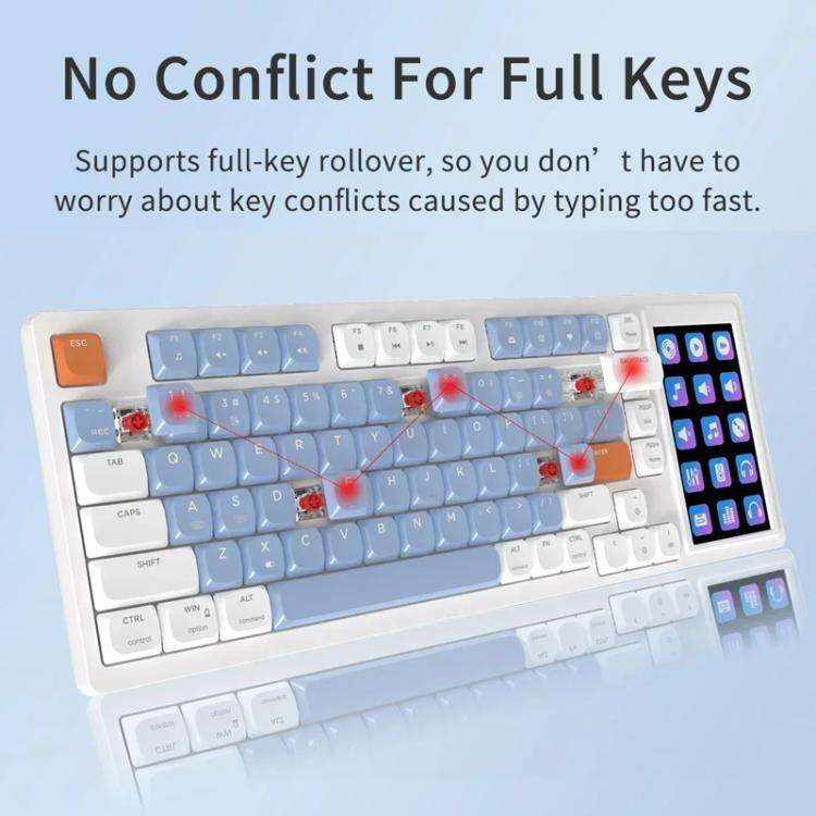 Ajazz AKP815 81 Keys Wired Mechanical Keyboard RGB Backlit LCD Screen Visual Programming Custom D...