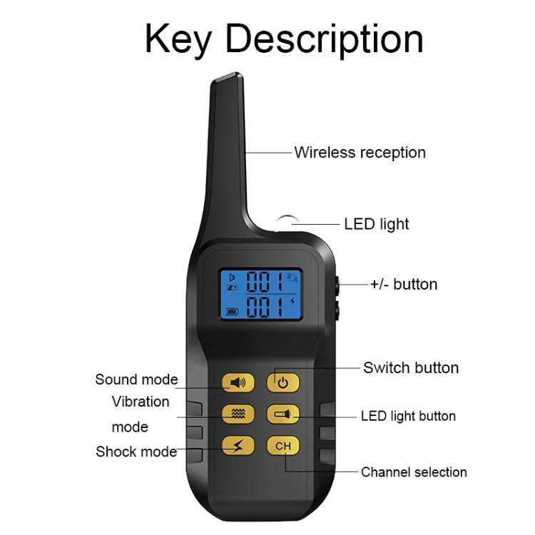 T720 1000m Pet Intelligent Electric Shock Remote Control Dog Training Device(Yellow)
