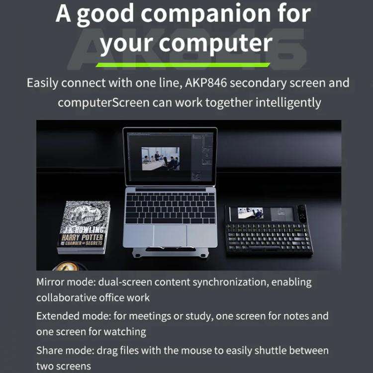 Ajazz AKP846 Mechanical Keyboard Wired With 10.1-inch Color Screen Programming Custom Driver Game...