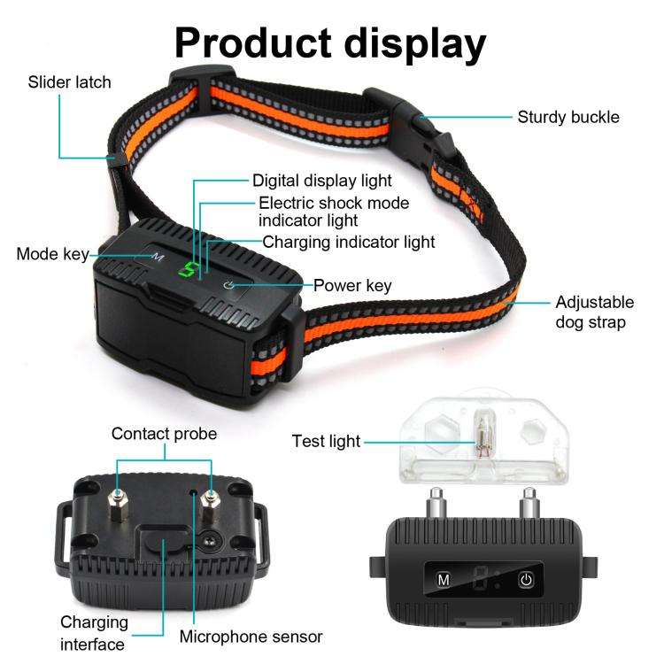Anti-Barking Dog Collar Pet Remote Control Training Barking Control Device(Black)