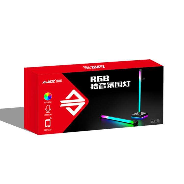 Ajazz ABL190 Pickup Ambient Light Headphone Holder RGB Desktop Ambient Music Lights(Black)