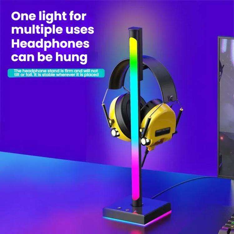 Ajazz ABL190 Pickup Ambient Light Headphone Holder RGB Desktop Ambient Music Lights(Black)