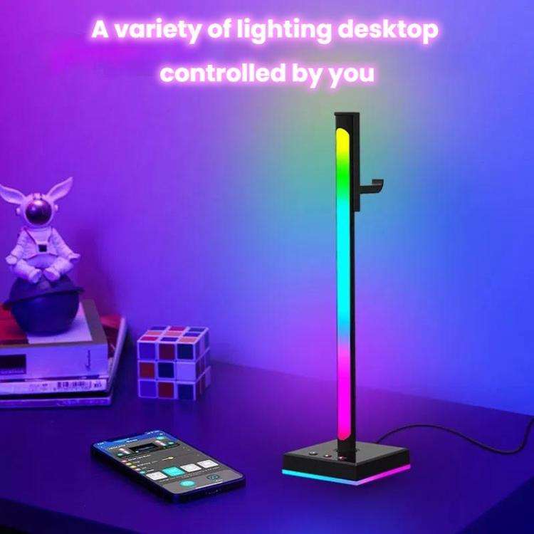 Ajazz ABL190 Pickup Ambient Light Headphone Holder RGB Desktop Ambient Music Lights(Black)