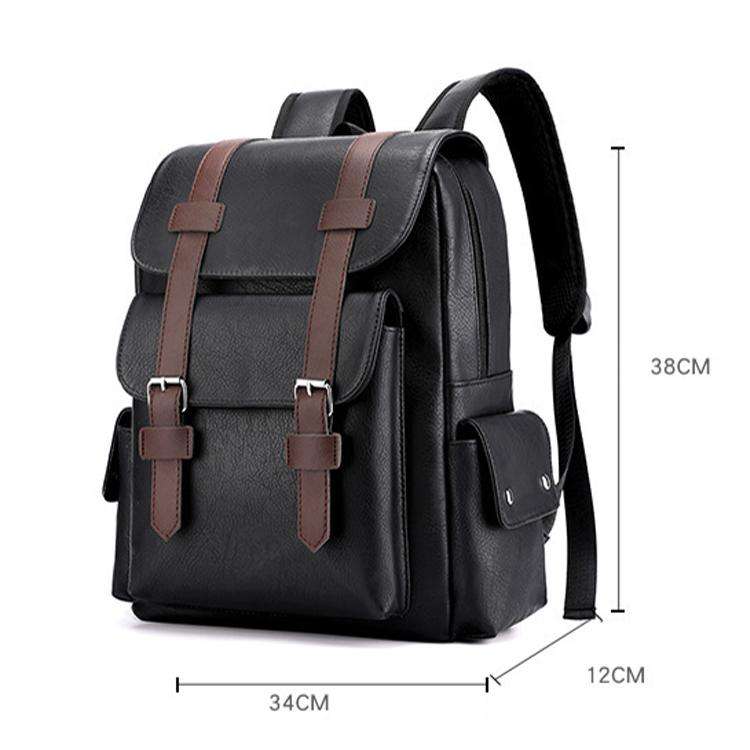 OUMANTU 975 PU Leather Large-capacity Travel Laptop Backpack Casual Schoolbag(Dark Brown)