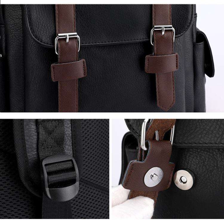 OUMANTU 975 PU Leather Large-capacity Travel Laptop Backpack Casual Schoolbag(Light Brown)