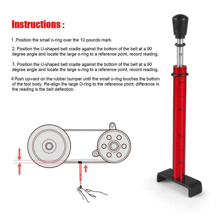 Motorcycle Belt Tension Test Tool For Belt Replacement / Adjustment Or Wheel Repair(Red)