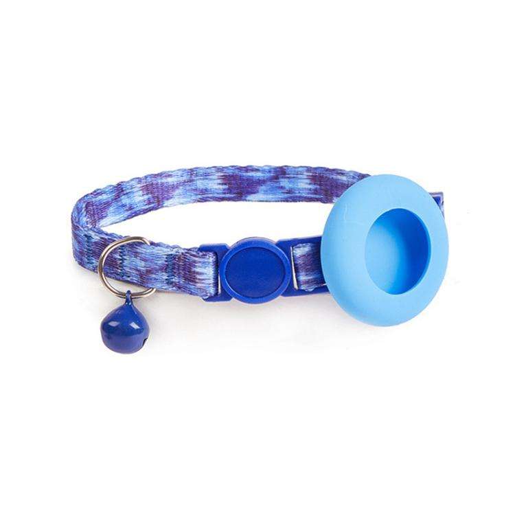 For Airtag Tracker Protective Case Cat Collar GPS Locator Protective Case With Bell(Blue Gradient)
