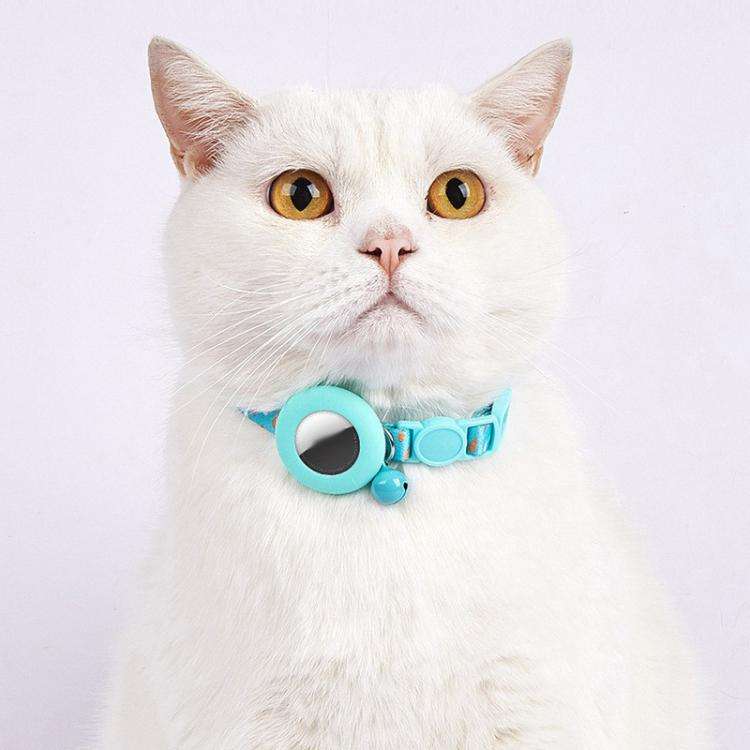 For Airtag Tracker Protective Case Cat Collar GPS Locator Protective Case With Bell(Blue Gradient)