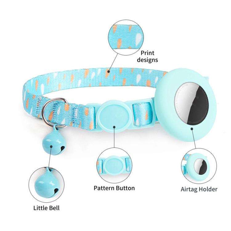 For Airtag Tracker Protective Case Cat Collar GPS Locator Protective Case With Bell(Blue Gradient)