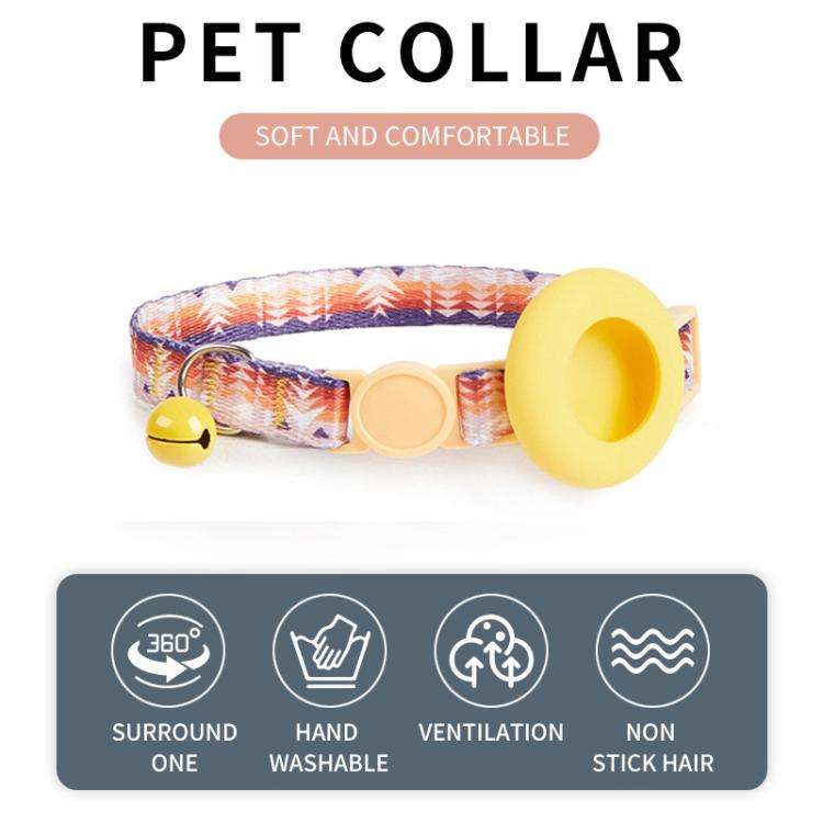 For Airtag Tracker Protective Case Cat Collar GPS Locator Protective Case With Bell(Orange Storm)