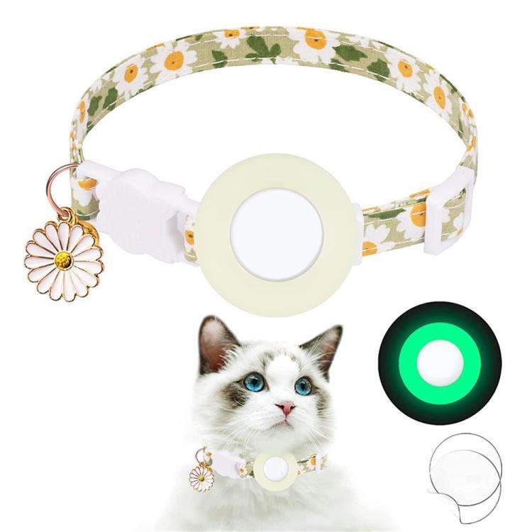 For AirTag Tracker Silicone Cover Small Daisy Pet Collar Dog Collar With Bell And Front Back Film...