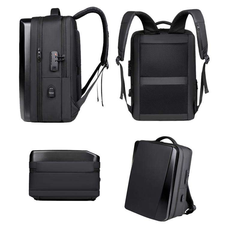 OUMANTU 966 Large-Capacity Waterproof Three-Dimensional Password Lock Laptop Backpack(Black)