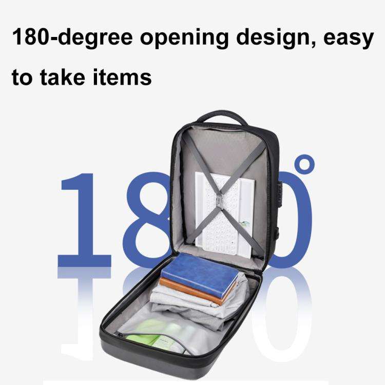 OUMANTU 966 Large-Capacity Waterproof Three-Dimensional Password Lock Laptop Backpack(Black)