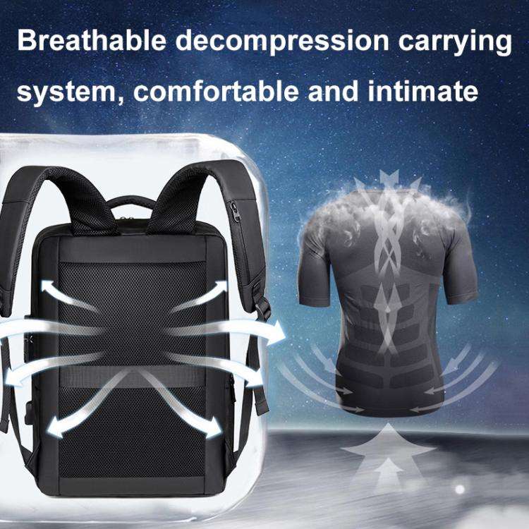 OUMANTU 966 Large-Capacity Waterproof Three-Dimensional Password Lock Laptop Backpack(Black)