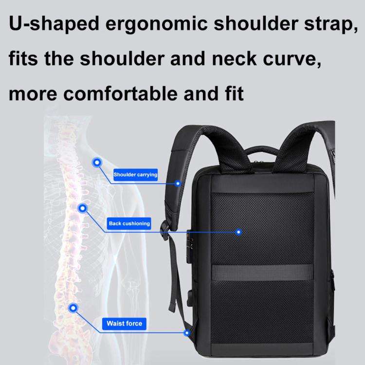 OUMANTU 966 Large-Capacity Waterproof Three-Dimensional Password Lock Laptop Backpack(Black)