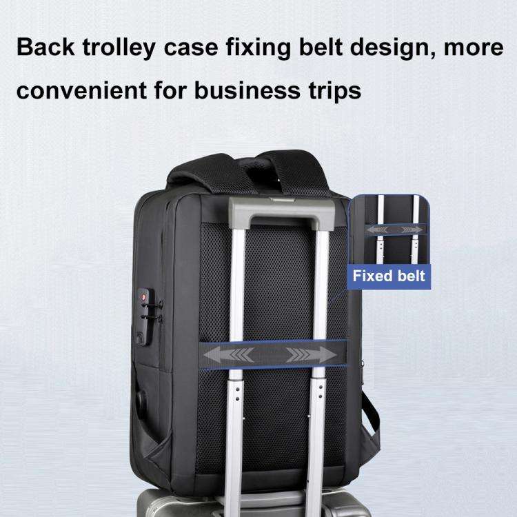 OUMANTU 966 Large-Capacity Waterproof Three-Dimensional Password Lock Laptop Backpack(Black)