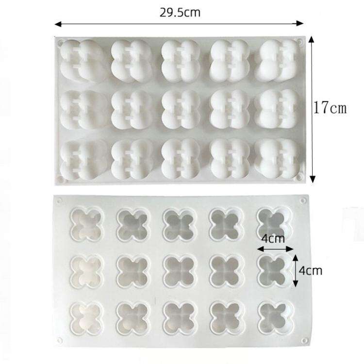 15-Cavity Magic Cube Silicone Mousse Cake Mold Fondant Candle Mold(White)