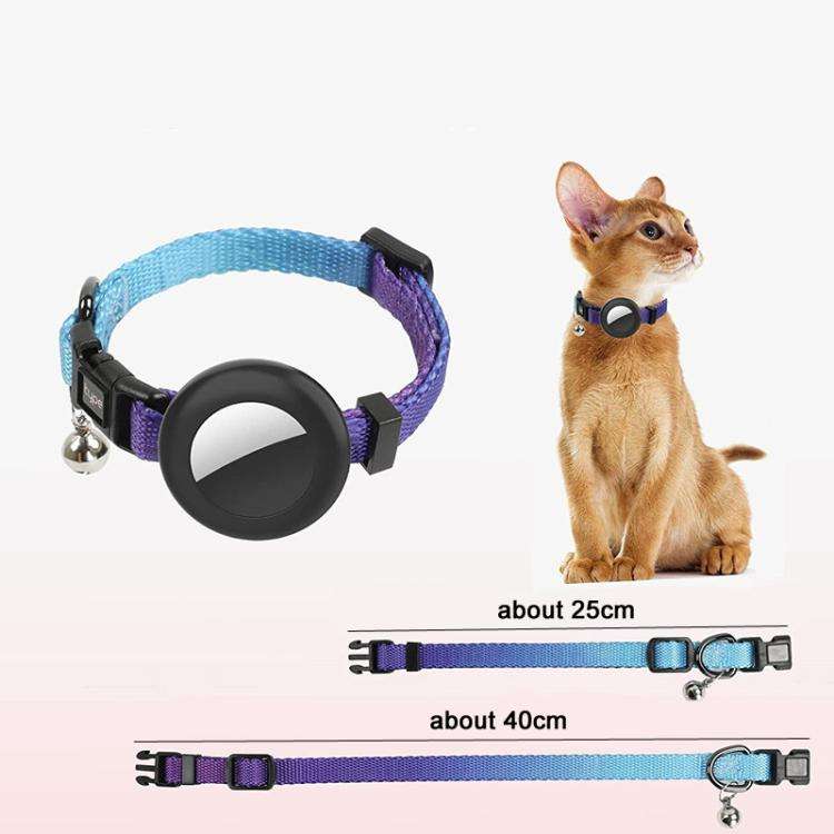 For AirTag Tracker Silicone Case Rainbow Gradient Pet Cat Collar With Bell(Gradient Blue)