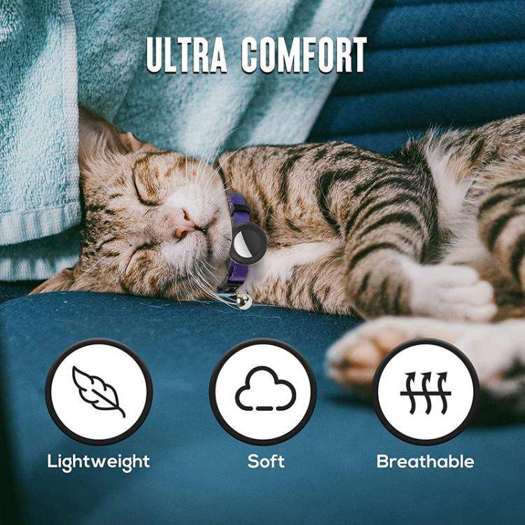 For AirTag Tracker Silicone Case Rainbow Gradient Pet Cat Collar With Bell(Gradient Blue)