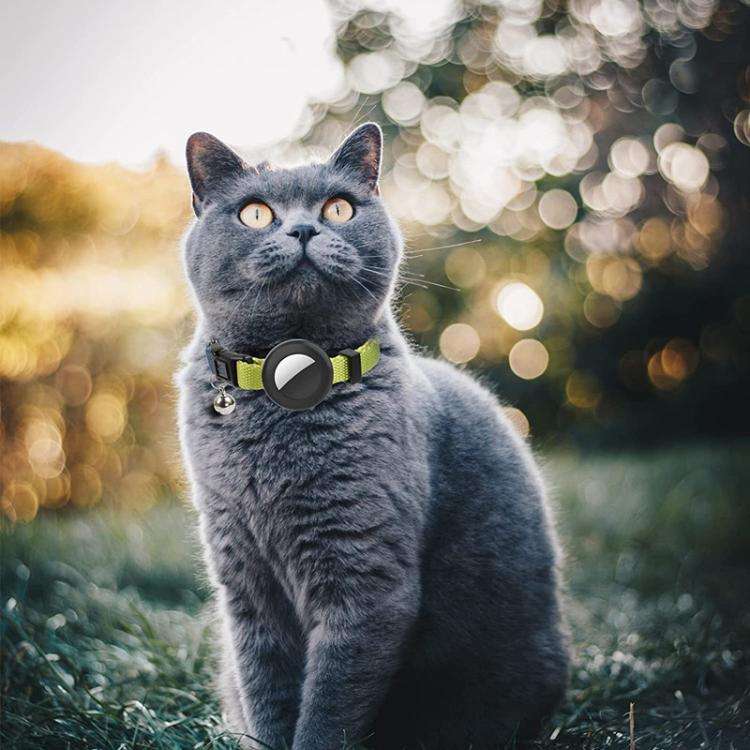 For AirTag Tracker Silicone Case Rainbow Gradient Pet Cat Collar With Bell(Gradient Blue)