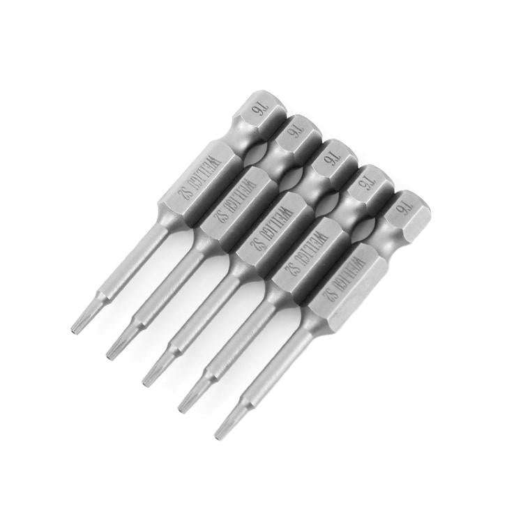 WEILIGU 5pcs 75mm T6 Magnetic S2 Pneumatic Air Bit Electric Drill Plum Blossom Head With Center Hole