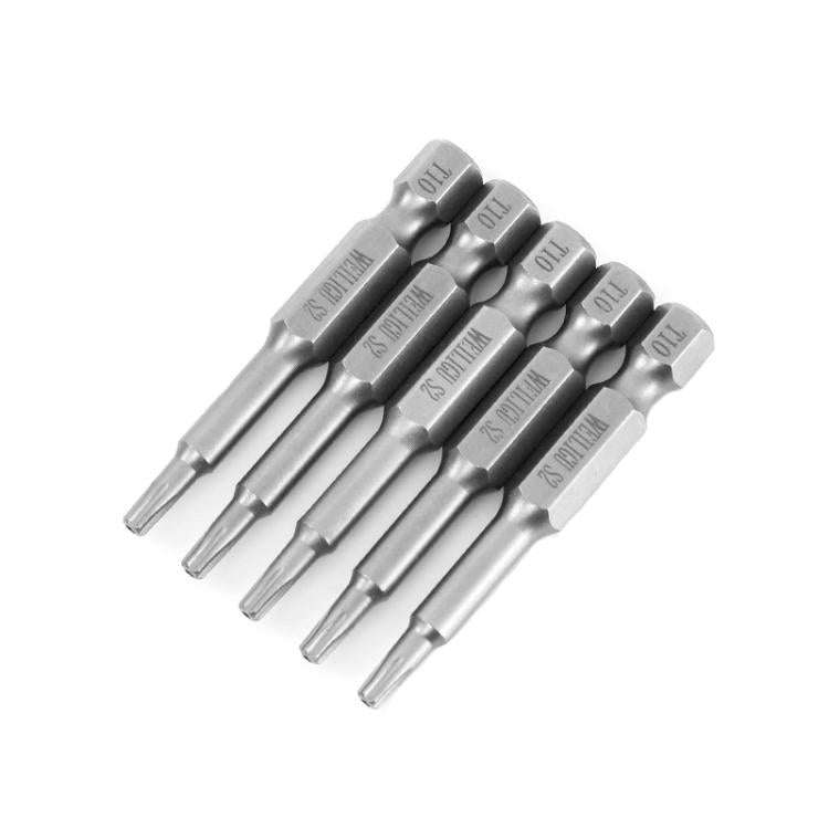 WEILIGU 5pcs 75mm T10 Magnetic S2 Pneumatic Air Bit Electric Drill Plum Blossom Head With Center ...
