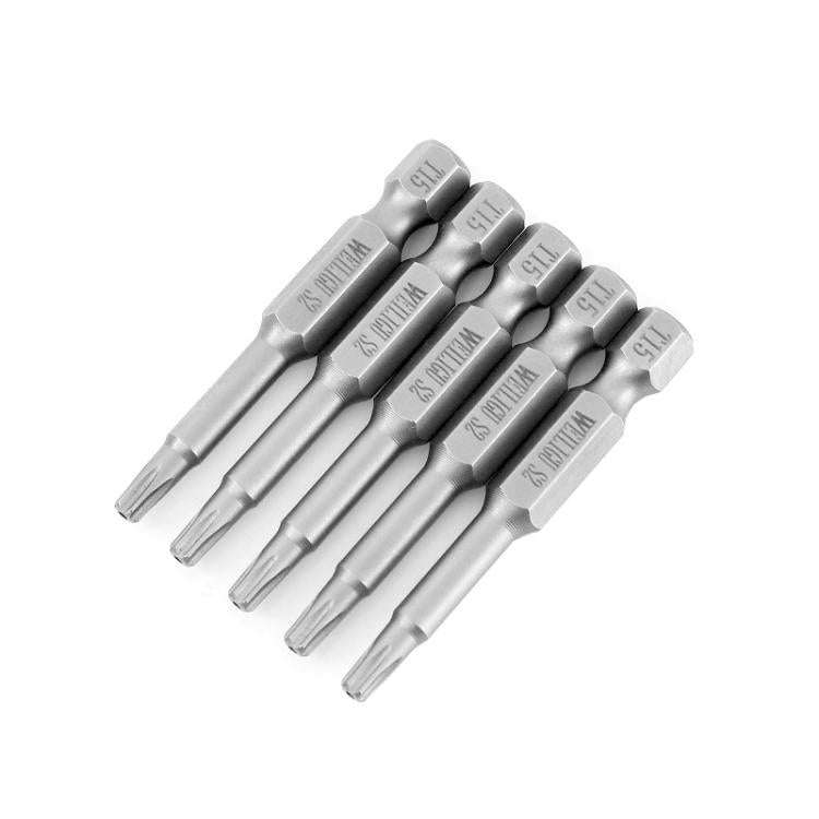 WEILIGU 5pcs 75mm T15 Magnetic S2 Pneumatic Air Bit Electric Drill Plum Blossom Head With Center ...