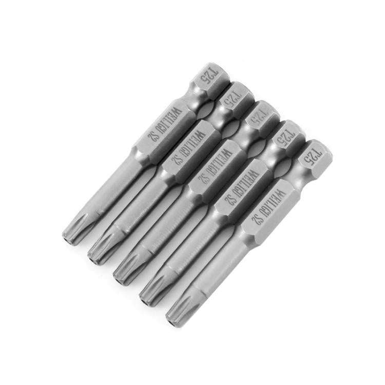 WEILIGU 5pcs 75mm T25 Magnetic S2 Pneumatic Air Bit Electric Drill Plum Blossom Head With Center ...