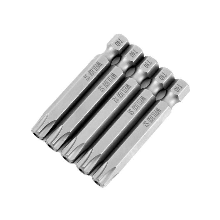 WEILIGU 5pcs 75mm T40 Magnetic S2 Pneumatic Air Bit Electric Drill Plum Blossom Head With Center ...