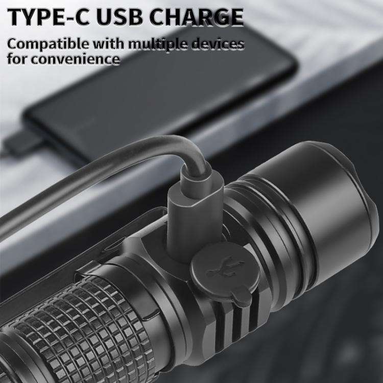 Mini TYPE-C Rechargeable White Laser LED Strong Light Long-Range Flashlight(Without Battery)