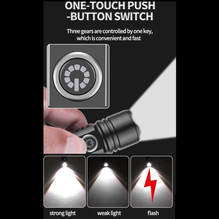 Mini TYPE-C Rechargeable White Laser LED Strong Light Long-Range Flashlight(Without Battery)