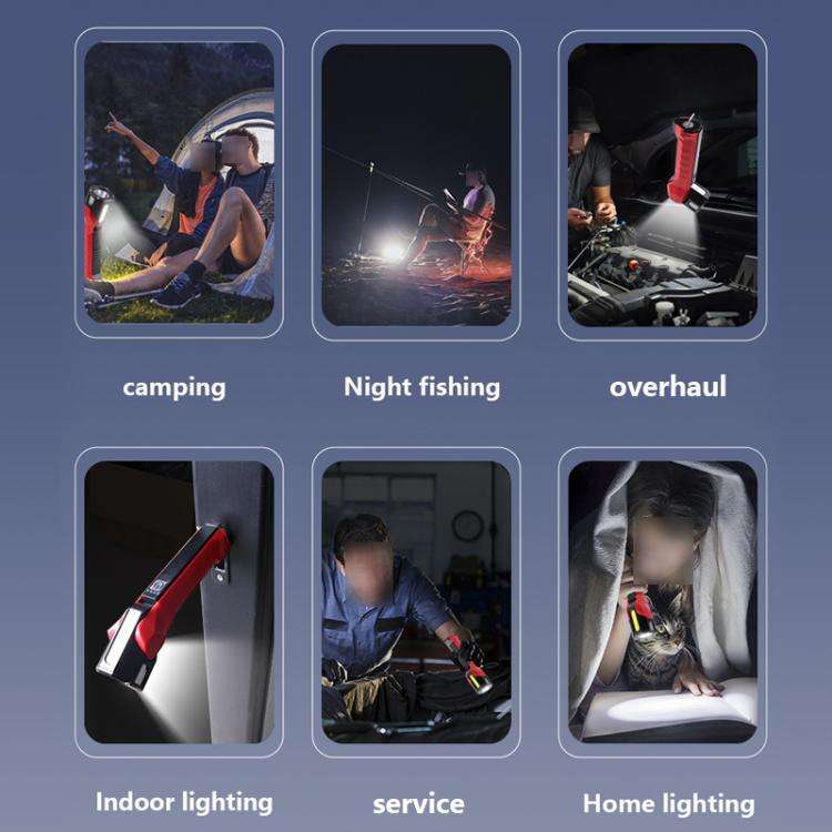 Magnet-Hook COB Rotating Strong Light Emergency Work Light(Gray)
