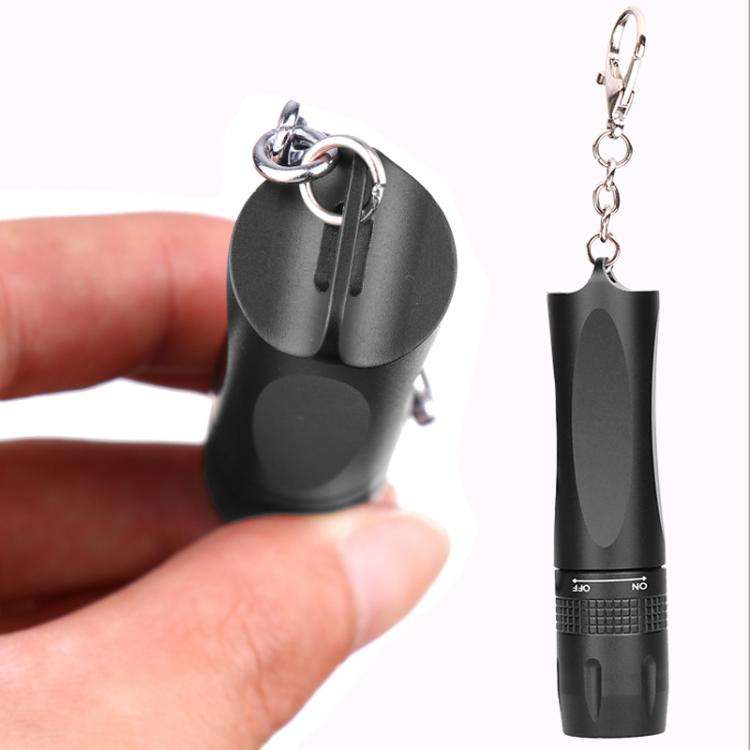 Small LED Portable Flashlight With Keychain(Black)