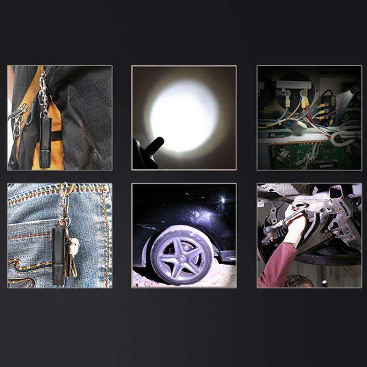 Small LED Portable Flashlight With Keychain(Black)