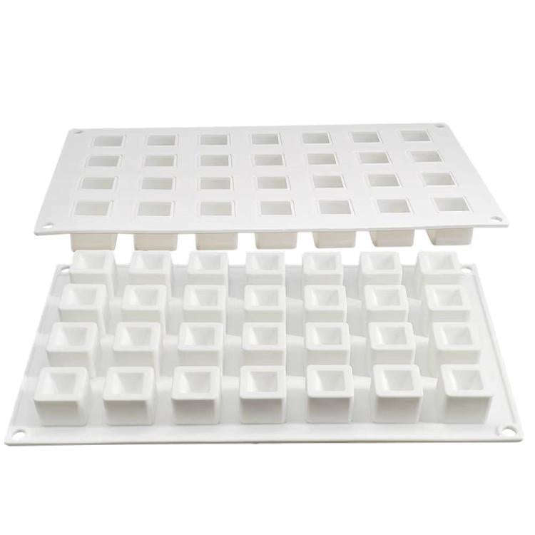 28-Cavity Concave Goose Liver Mousse Cake Mold 3D Small Square Chocolate Silicone Mould(White)