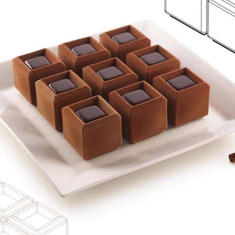 28-Cavity Concave Goose Liver Mousse Cake Mold 3D Small Square Chocolate Silicone Mould(White)