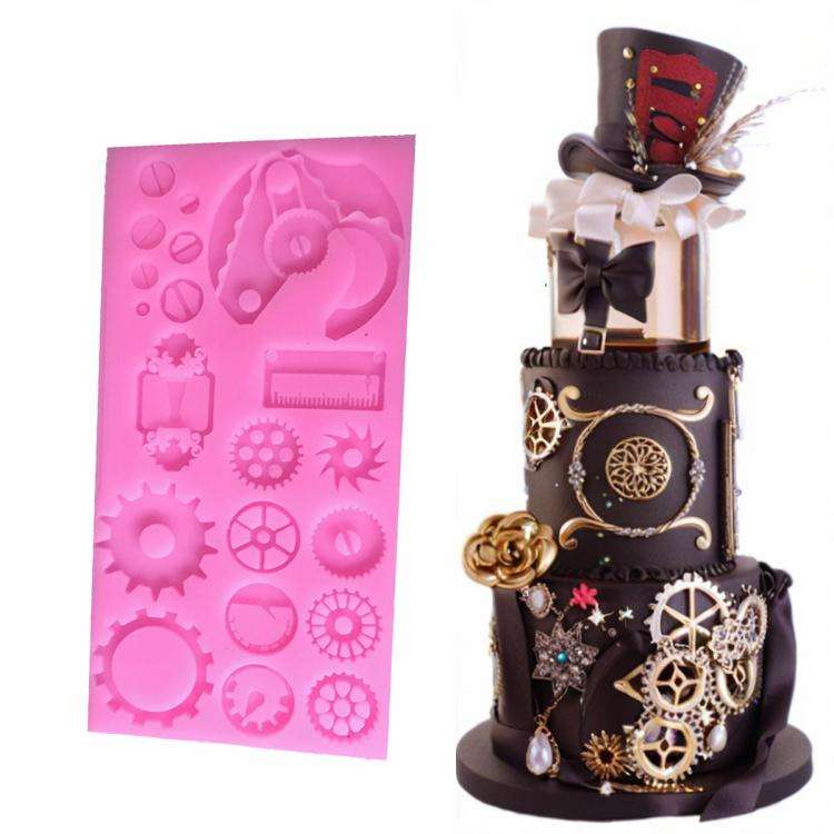 Mechanical Gear Silicone Cake Fondant Mold For Sugarcraft, Cupcake Topper, Jewelry, Polymer Clay,...
