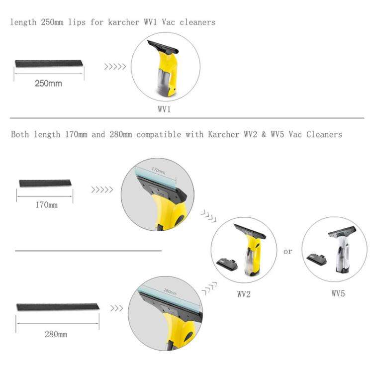 170mm 1pair For Karcher Window Cleaner Rubber Scraper Accessories
