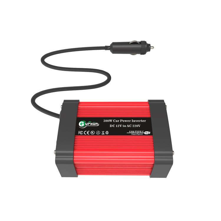 Gurxun Dual USB+Dual Type-C Charging Port Modified Square Wave Car Inverter, Spec: DC12V to AC220...