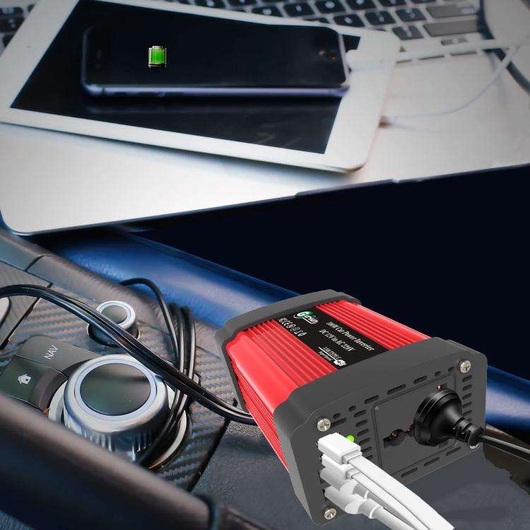 Gurxun Dual USB+Dual Type-C Charging Port Modified Square Wave Car Inverter, Spec: DC12V to AC220...