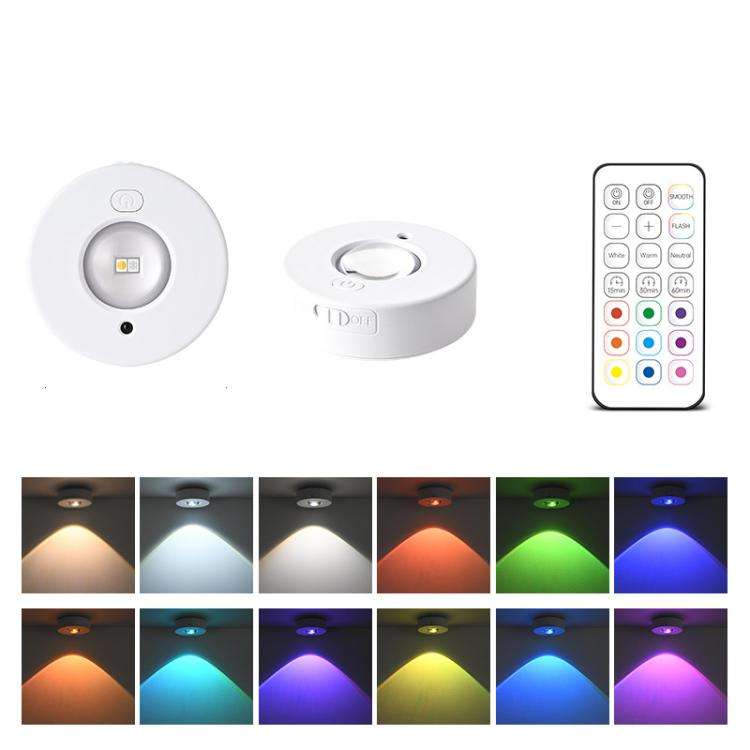 RGB  Magnetic Puck Light Rechargeable LED Under Cabinet Light With Remote Control