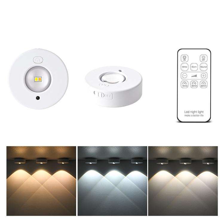 Tri-color  Magnetic Puck Light Rechargeable LED Under Cabinet Light With Remote Control
